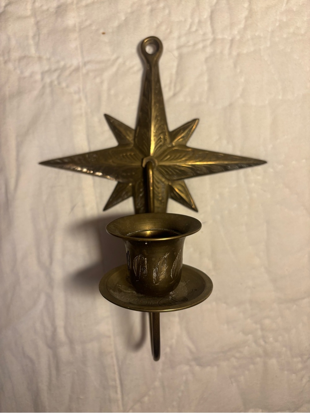 Brass Star Wall Candle Sconce - Gold Finish